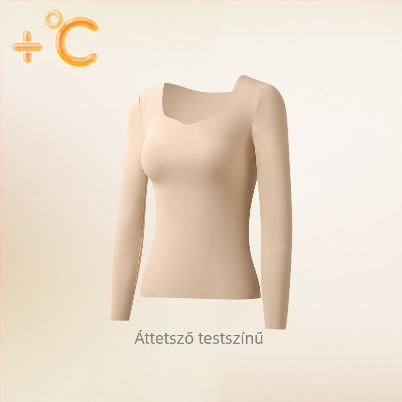 Női őszi–téli nylon termosz top kapucnival, beépített melltámasz/csésze, fleece bélés, hosszú ujjú, karcsú szabás, rétegelt viselethez