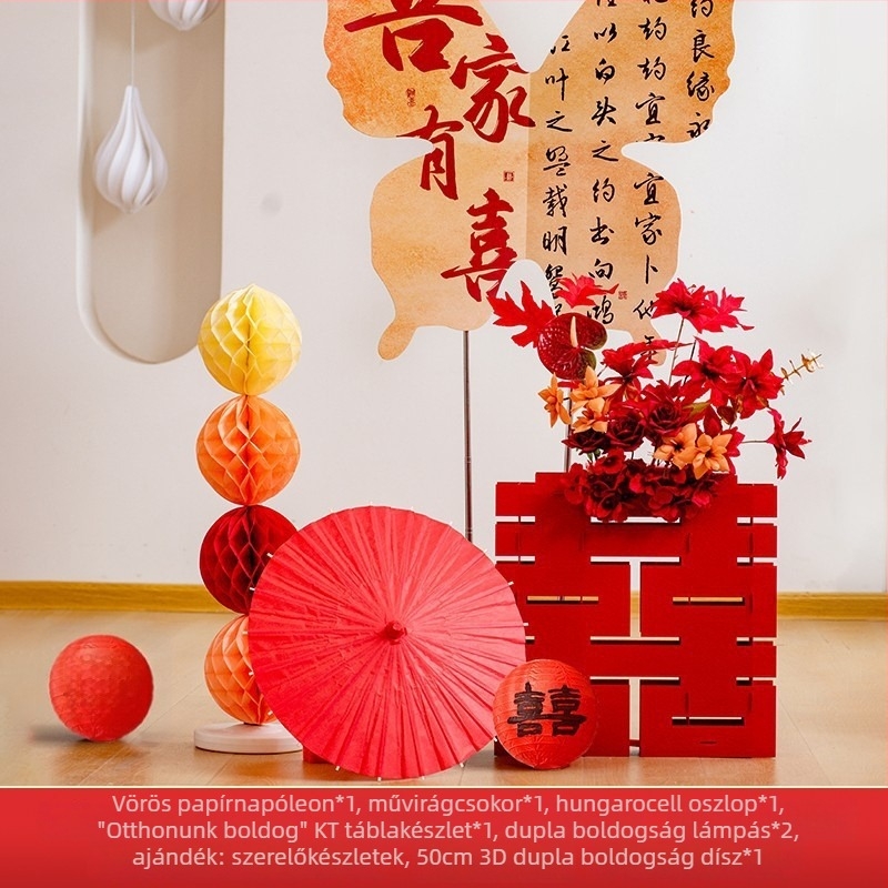 Esküvői helyszín dekoráció hátteret tartalmazó készlet – pillangó táblával, papírból és szalagból