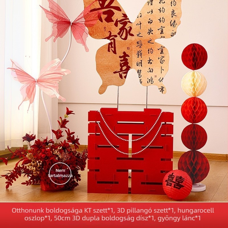 Esküvői helyszín dekoráció hátteret tartalmazó készlet – pillangó táblával, papírból és szalagból