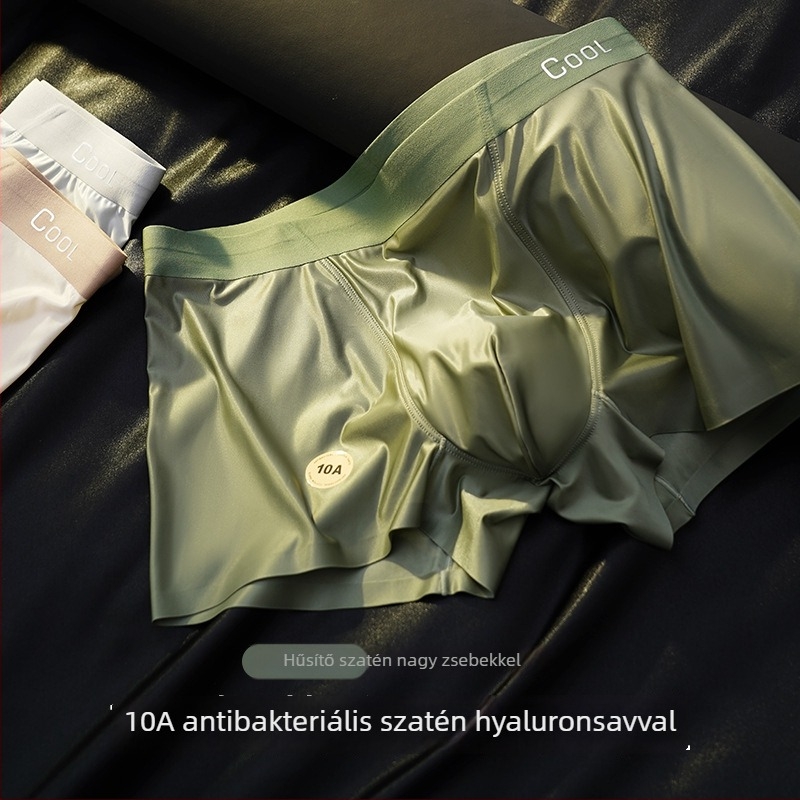 Férfi alsónemű Ice Silk nylonból, antibakteriális, gyorsan száradó, lélegző; középmagas derék; feliratos minta