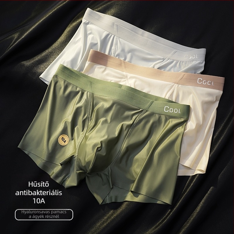 Férfi alsónemű Ice Silk nylonból, antibakteriális, gyorsan száradó, lélegző; középmagas derék; feliratos minta
