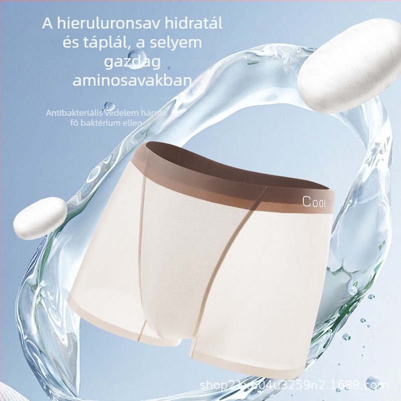 Férfi alsónemű Ice Silk nylonból, antibakteriális, gyorsan száradó, lélegző; középmagas derék; feliratos minta