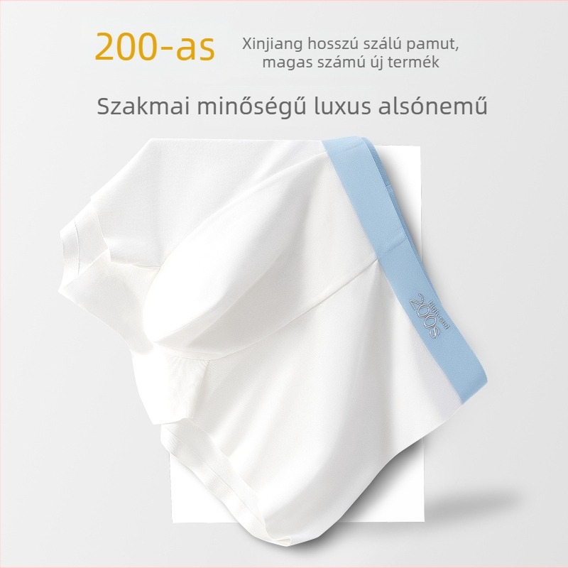 Férfi seamless pamut alsónemű, lélegző, antibakteriális, középmagas derekú, Mulberry selyemmel bélelt az ágyék tájékán