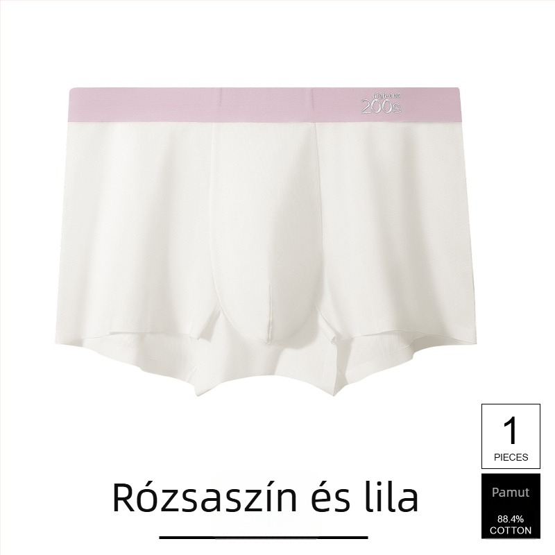 Férfi seamless pamut alsónemű, lélegző, antibakteriális, középmagas derekú, Mulberry selyemmel bélelt az ágyék tájékán