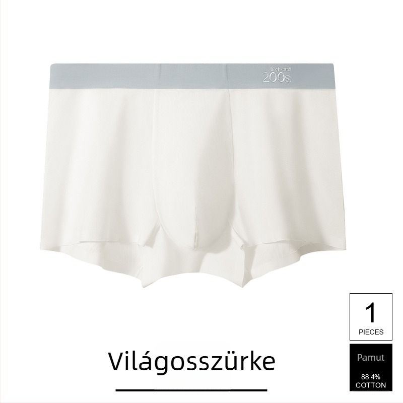 Férfi seamless pamut alsónemű, lélegző, antibakteriális, középmagas derekú, Mulberry selyemmel bélelt az ágyék tájékán