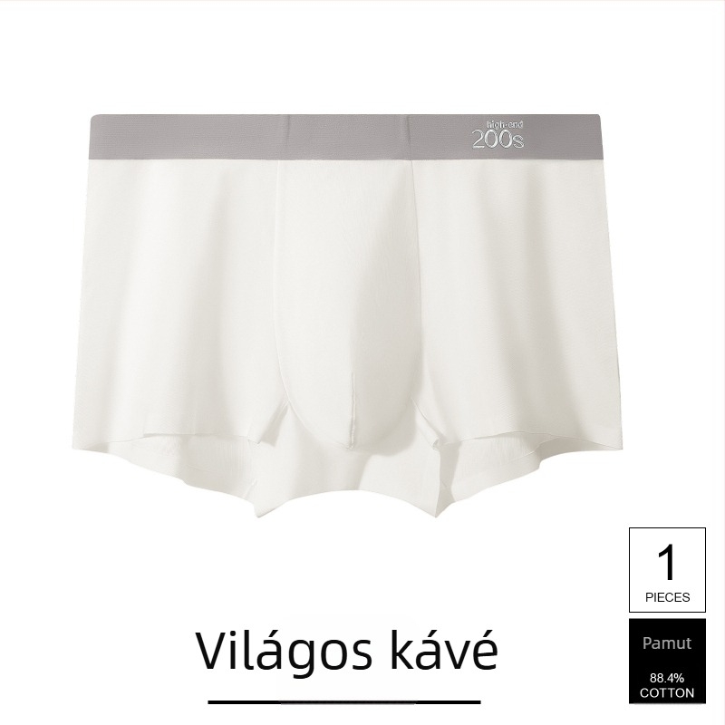 Férfi seamless pamut alsónemű, lélegző, antibakteriális, középmagas derekú, Mulberry selyemmel bélelt az ágyék tájékán
