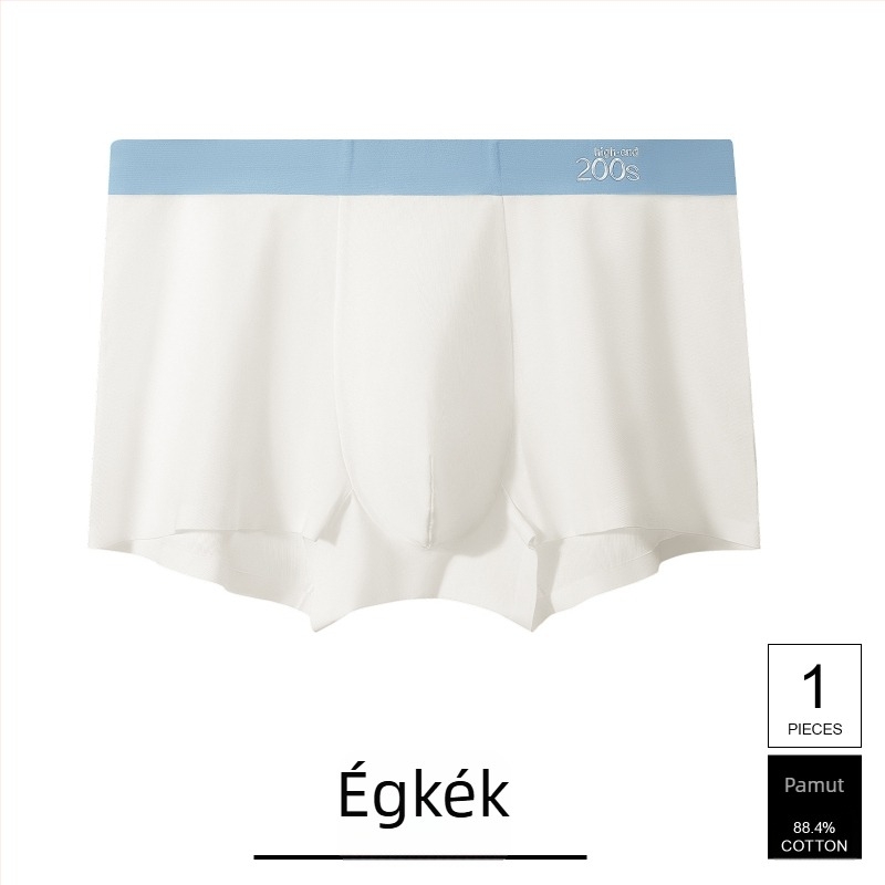 Férfi seamless pamut alsónemű, lélegző, antibakteriális, középmagas derekú, Mulberry selyemmel bélelt az ágyék tájékán