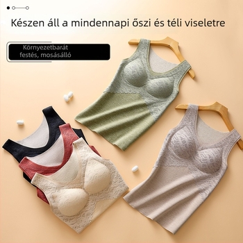 Női termális mellény, vastag, varrásmentes belső réteg, beépített melltartó párnákkal
