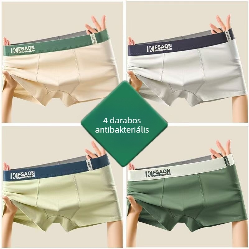 Férfi seamless pamut boxeralsó, légáteresztő anyaggal, középmagas derekú, sportos boxeralsó tinédzsereknek