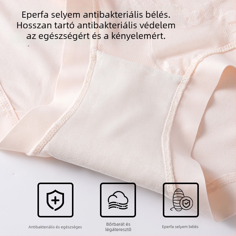 Plusz méretű női magas derekú csipkés fehérnemű nejlonból, antibakteriális ágyéki bélés mulberry selyemből, légáteresztő, haskontroll