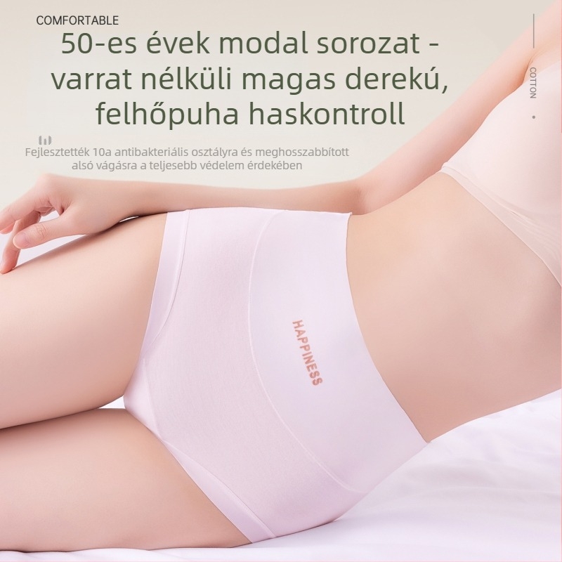 Női modal magas derekú bugyi, hasi formázás, antibakteriális, pamut bélés, plusz méret, 2025 új modell
