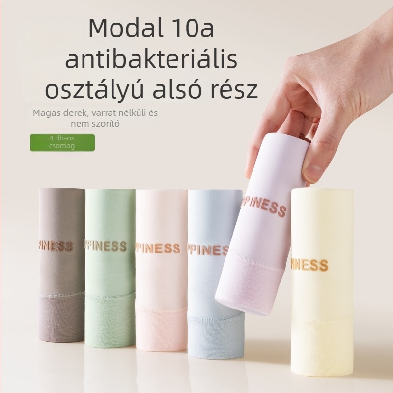 Női modal magas derekú bugyi, hasi formázás, antibakteriális, pamut bélés, plusz méret, 2025 új modell