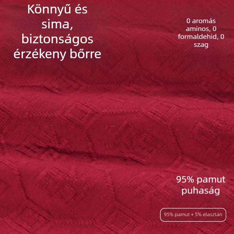 Piros férfi boxeralsó, egyszínű pamutból, lélegző, nagy méret