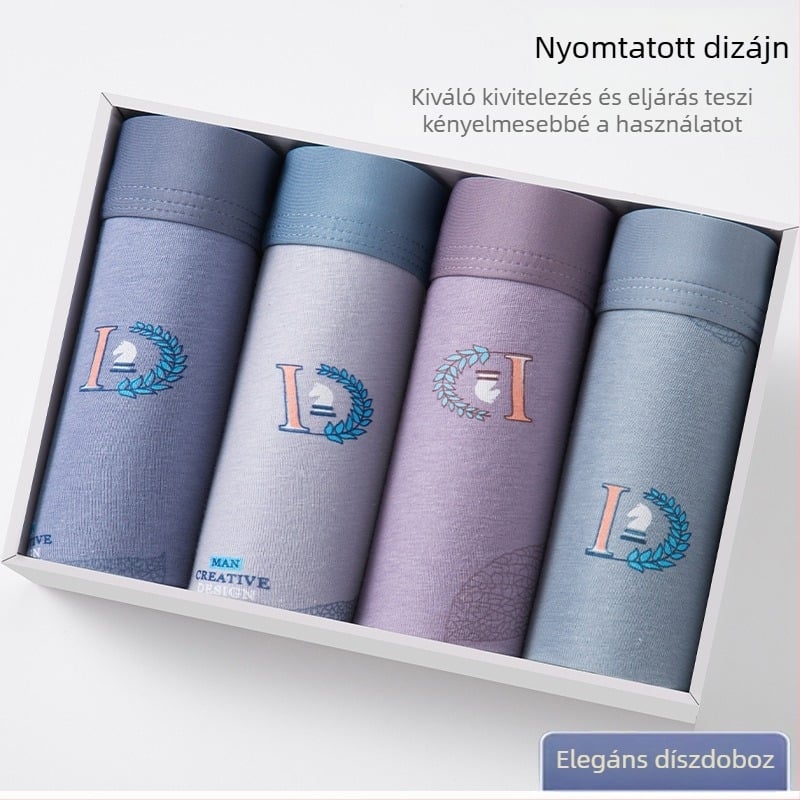 Férfi pamut boxeralsó középmagas derekú, nagy méret, gyorsan száradó, bőrbarát, lélegző