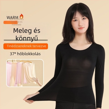 Lányoknak készült ultra vékony 37°C-os termoszett kapucnival – alapréteg felső és nadrág, bőrbarát meleg