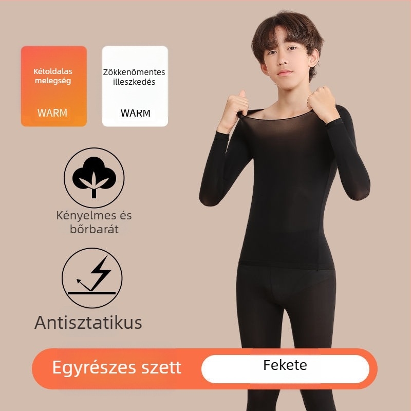 Lányoknak készült ultra vékony 37°C-os termoszett kapucnival – alapréteg felső és nadrág, bőrbarát meleg
