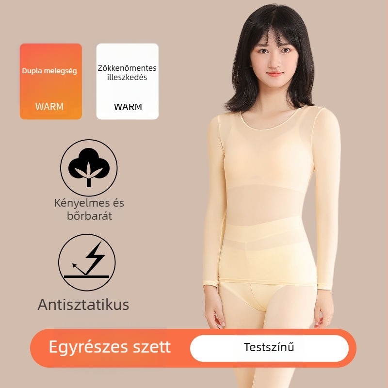 Lányoknak készült ultra vékony 37°C-os termoszett kapucnival – alapréteg felső és nadrág, bőrbarát meleg