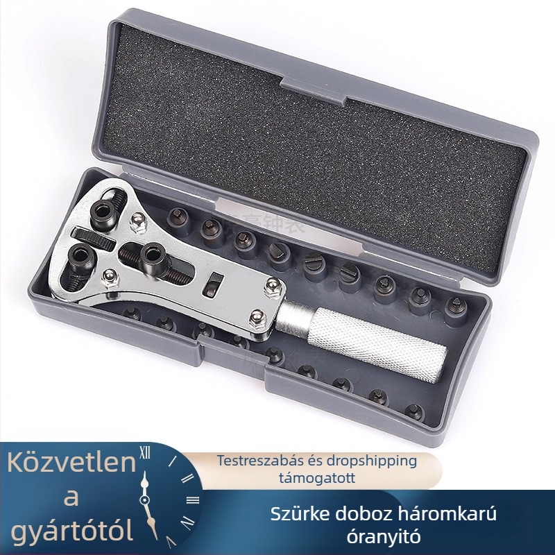 Óra hátlapnyitó eszköz, három karos kivitel, acélból, Tiger Hao, 1 darab készlet