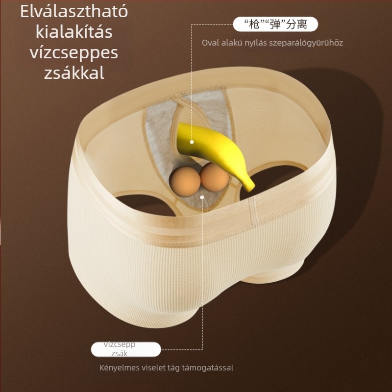Űrkapszula-stílusú férfi boxer brief, kivehető zseb, U‑formájú nagy rekesz, waffle pamut, lélegző, antibakteriális