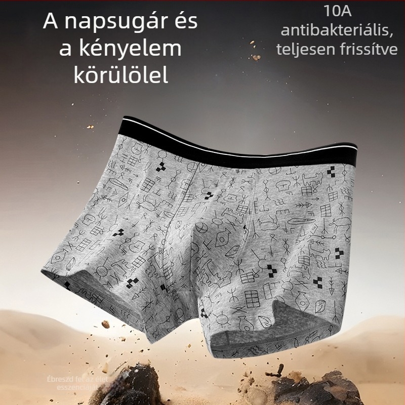 Férfi fehérnemű 100% pamutból, lélegző és puha, geometriai minta, nagy méret.