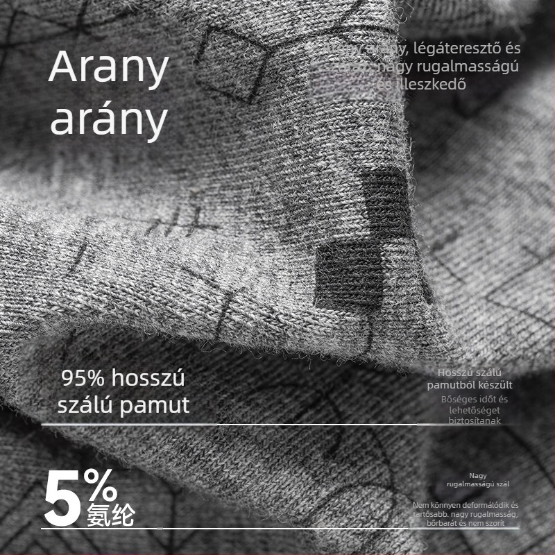 Férfi fehérnemű 100% pamutból, lélegző és puha, geometriai minta, nagy méret.
