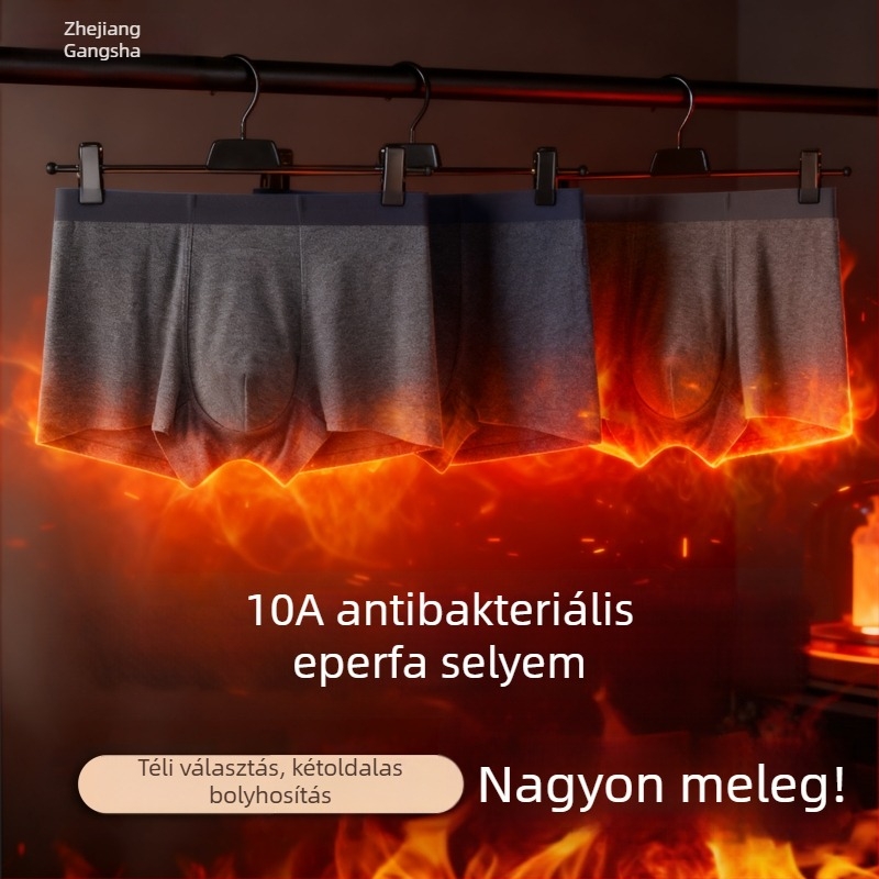 Őszi-téli férfi boxeralsónemű: meleg, varrás nélküli, antibakteriális, bélés Mulberry selyemből a szeméremtájékon, 10A, regenerált cellulózrost