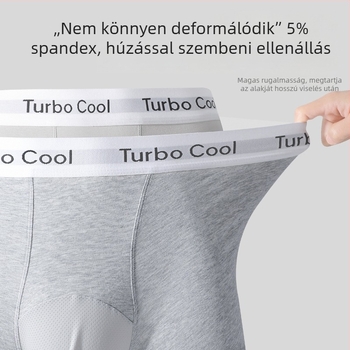 Férfi pamut boxer alsó, lélegző és antibakteriális, 95–100% pamut, kötött anyag, középmagas derekú