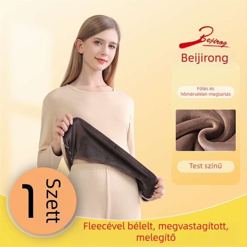 Férfi melegítő alsóruha készlet fleece-béleléssel, extra vast anyag, őszi–téli szezonra — hosszú ujjú felső és nadrág