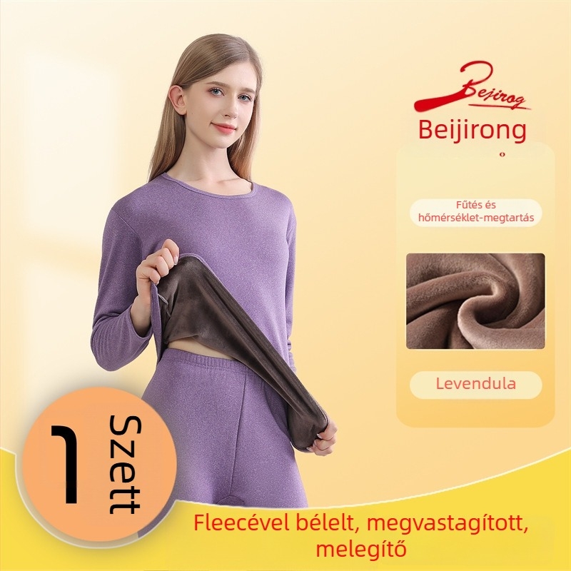 Férfi melegítő alsóruha készlet fleece-béleléssel, extra vast anyag, őszi–téli szezonra — hosszú ujjú felső és nadrág