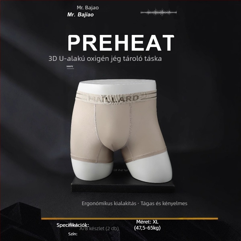 Férfiaknak készített, traceless dizájn boxerek 3D zsebbel, dupla háló, gyorsan száradó, nylon 70-80%