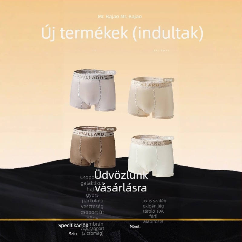 Férfiaknak készített, traceless dizájn boxerek 3D zsebbel, dupla háló, gyorsan száradó, nylon 70-80%