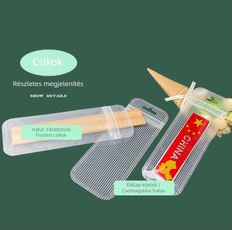 Hosszú csíkos csomagoló tasak önzáró, matt félátlátszó felülettel, csíkozott dizájn; anyag: matt film + CPP + PET; ékszercsomagoláshoz
