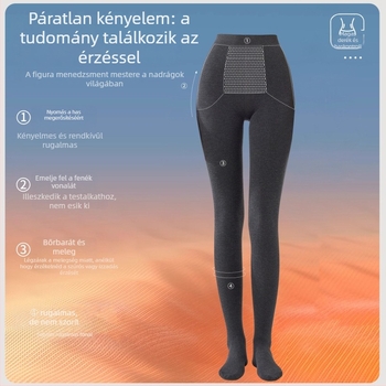 Női hosszú szürke harisnyanadrág függőleges csíkokkal külső viselésre, ultra-hosszú, vastag fleece, kefézett pamut