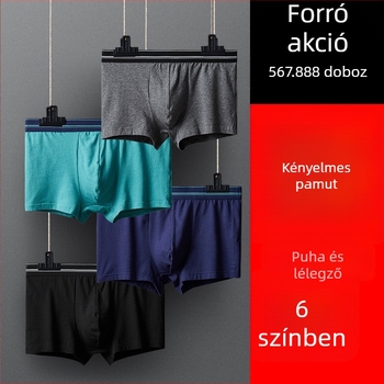 Férfi boxer brief pamutból, lélegző, antibakteriális, pamutból készült csípő alatti bélés, középmagas derék