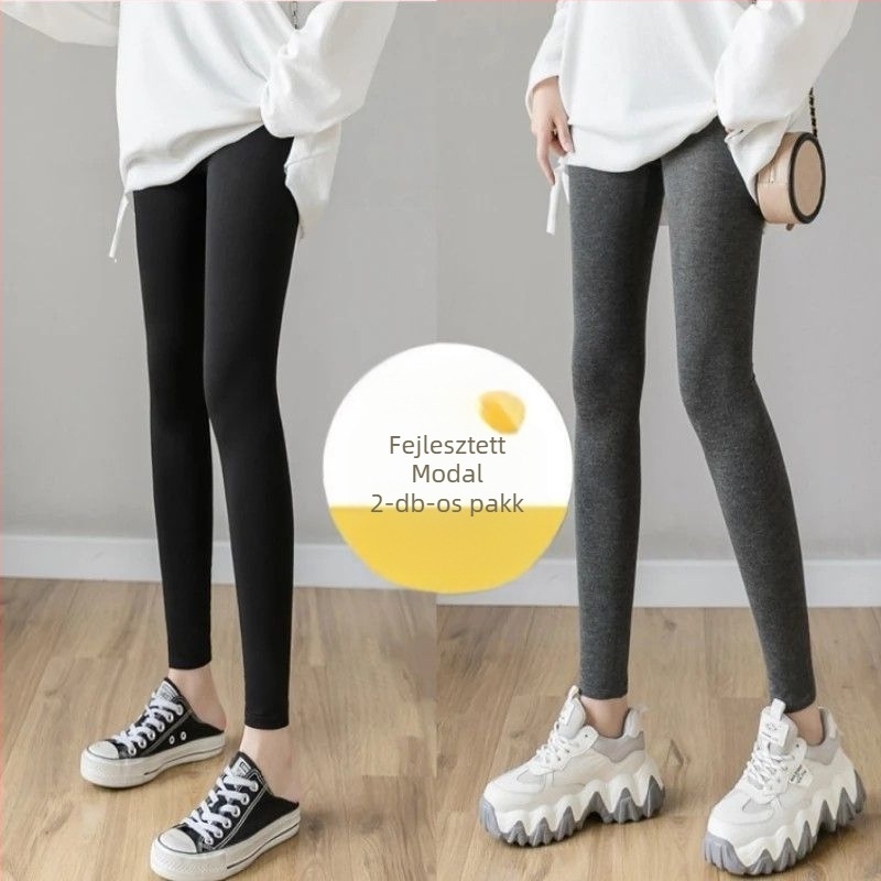 Női leggings, magas derék, háromnegyedes hossz, Modal rost 90–95%, közepes vastagság, laza szabás