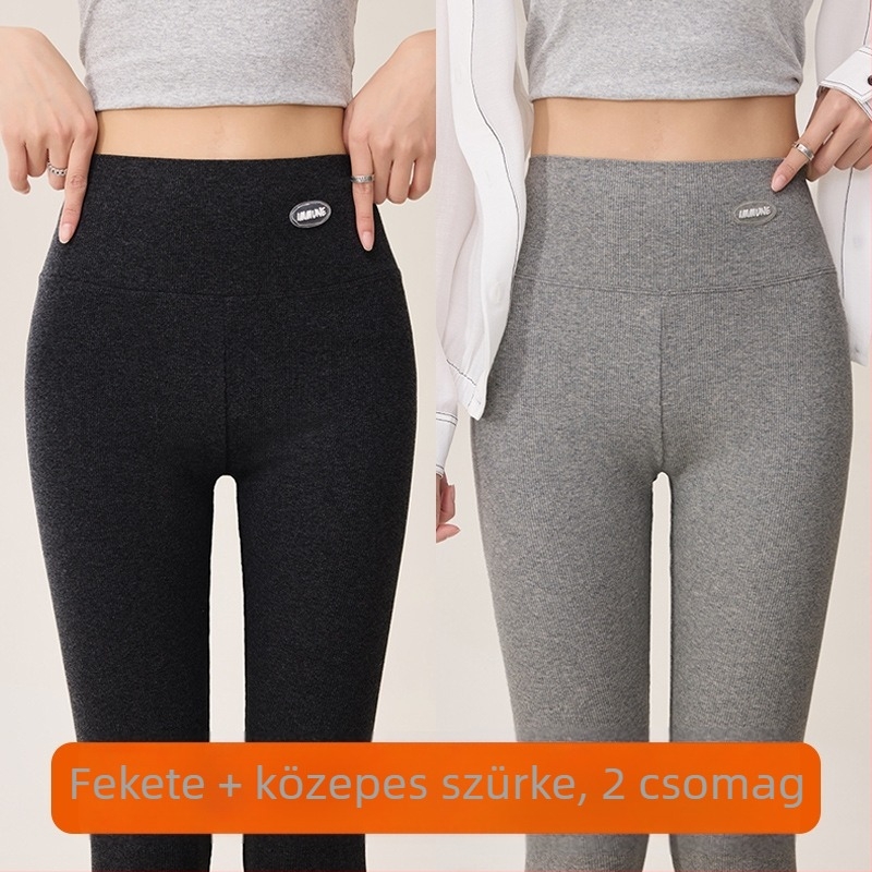 Pamut leggings elasztánnal, crop hossz, magas derék, fenékemelés, mikroelasztikus