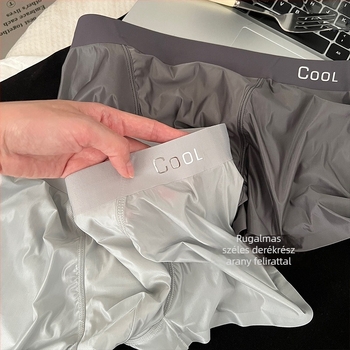 Peach Dona luxus szatén, Ice Silk és Mulberry Silk, hyaluronsav, férfi boxer brief megnagyobbodott erszényével és lélegző ágyéktájékkal