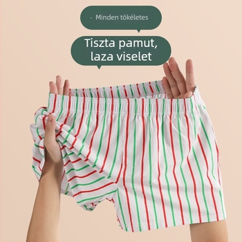 Férfi pamutból készült lélegző boxeralsó, laza szabású, középmagas derekú, 90–95% pamut, egész évben