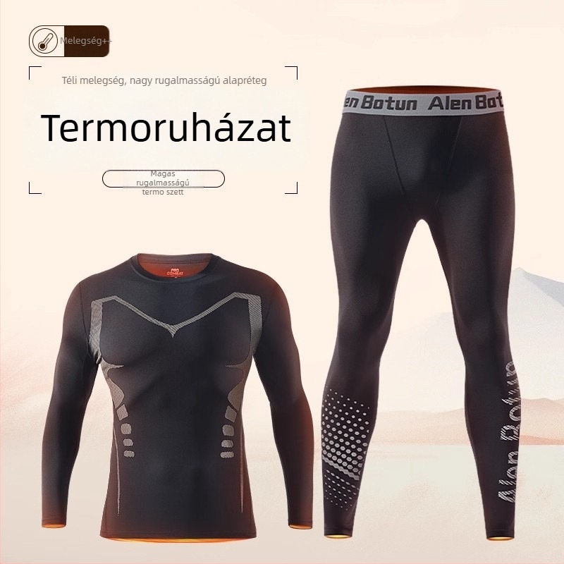 Férfi thermálalsóruha készlet fleece-sel – szűkített szabású felső és nadrág téli öltözethez