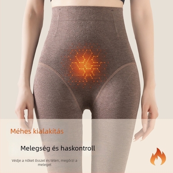 Női magas derekú hal formázó leggings, hasformázó, fenékemelés, fleece belső meleg, viszkóz 70–80%