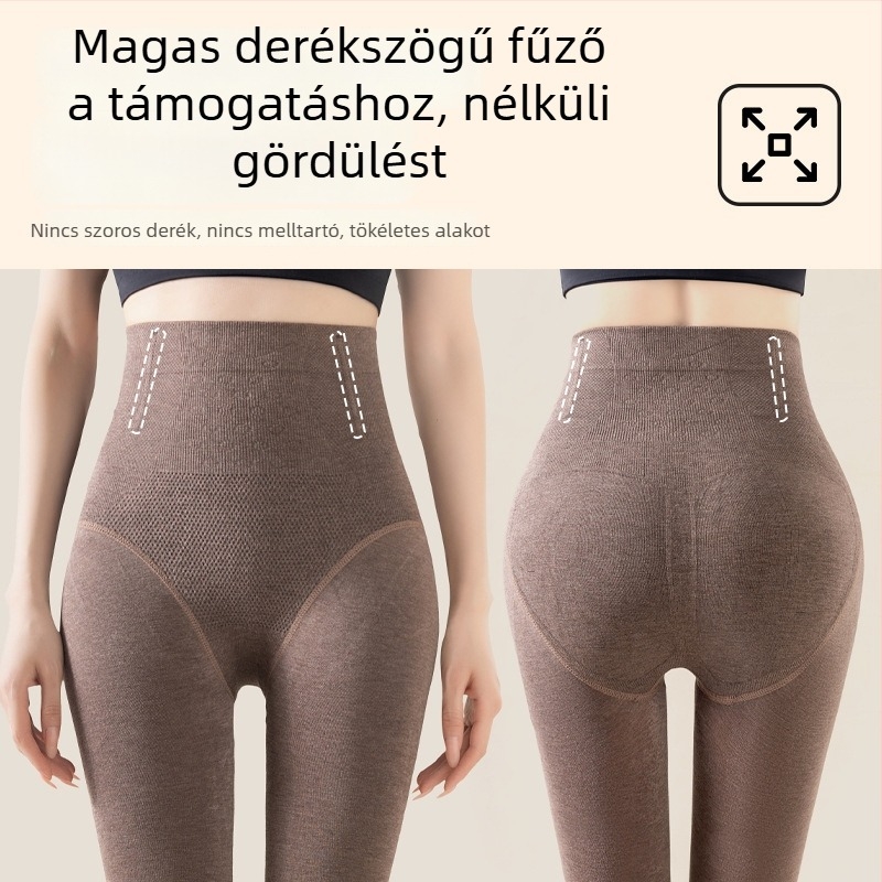 Női magas derekú hal formázó leggings, hasformázó, fenékemelés, fleece belső meleg, viszkóz 70–80%