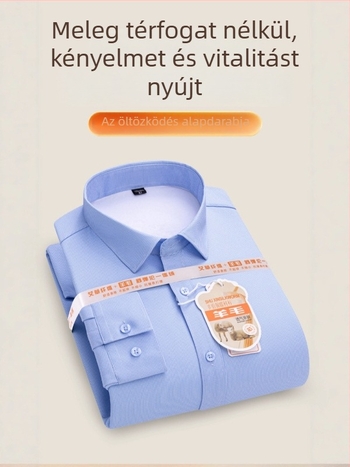 Férfi gyapjúkeverékből készült ing bársonybéléssel, téli vastag kivitel, hosszú ujjú, négyzetes gallérral