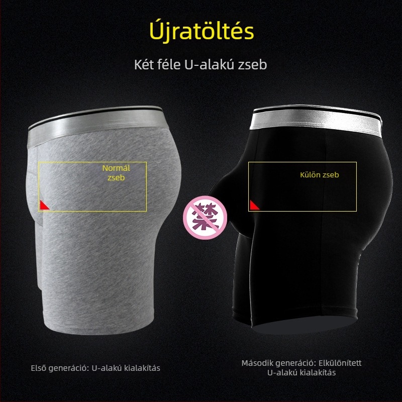 Férfi pamut boxeralsó scrotumzsebbel, középmagas derékvonal, U-alakú zseb kialakítás, minden évszakban viselhető