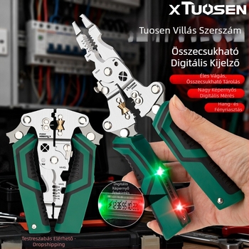 Villanyszerelő drótvágó és leválasztó fogó beépített teszterrel, kábelvágó és multifunkcionális eszköz