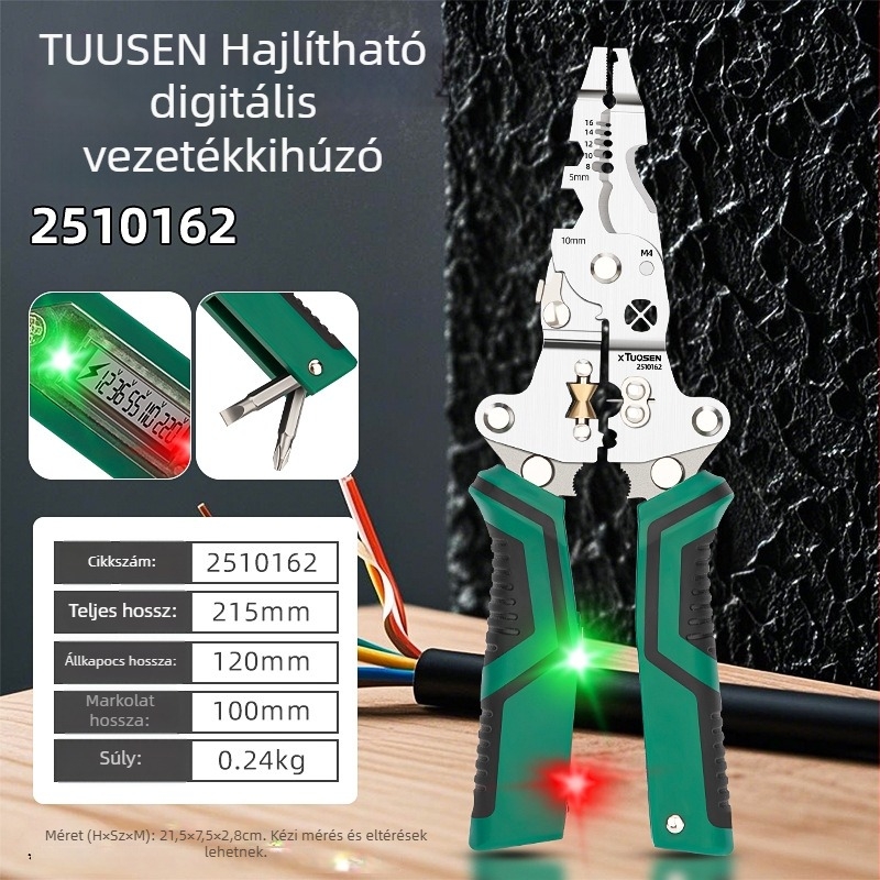 Villanyszerelő drótvágó és leválasztó fogó beépített teszterrel, kábelvágó és multifunkcionális eszköz