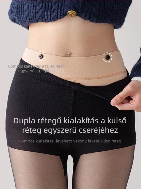 Női vastag, dupla rétegű harisnya fleece béléssel, ősz-télre, érzés a szabad lábakra