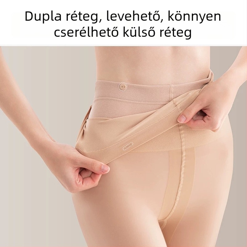Női vastag, dupla rétegű harisnya fleece béléssel, ősz-télre, érzés a szabad lábakra