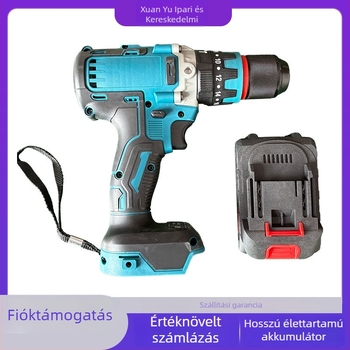 Xuanyu Vezeték nélküli ütvefúró brushless motorral, Li-ion akkumulátor, 2 sebesség, 13 mm tokmány, pisztolymarkolat