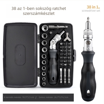 38-in-1 Multifunkcionális csavarhúzó készlet háztartási és motorkerékpár javításokhoz — króm-vanádium acél, 38 darab