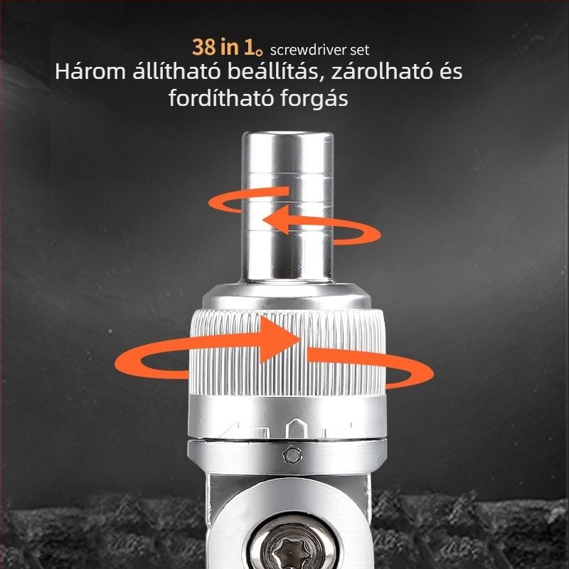 38-in-1 Multifunkcionális csavarhúzó készlet háztartási és motorkerékpár javításokhoz — króm-vanádium acél, 38 darab
